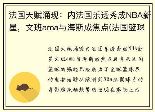 法国天赋涌现：内法国乐透秀成NBA新星，文班ama与海斯成焦点(法国篮球国家队12号)